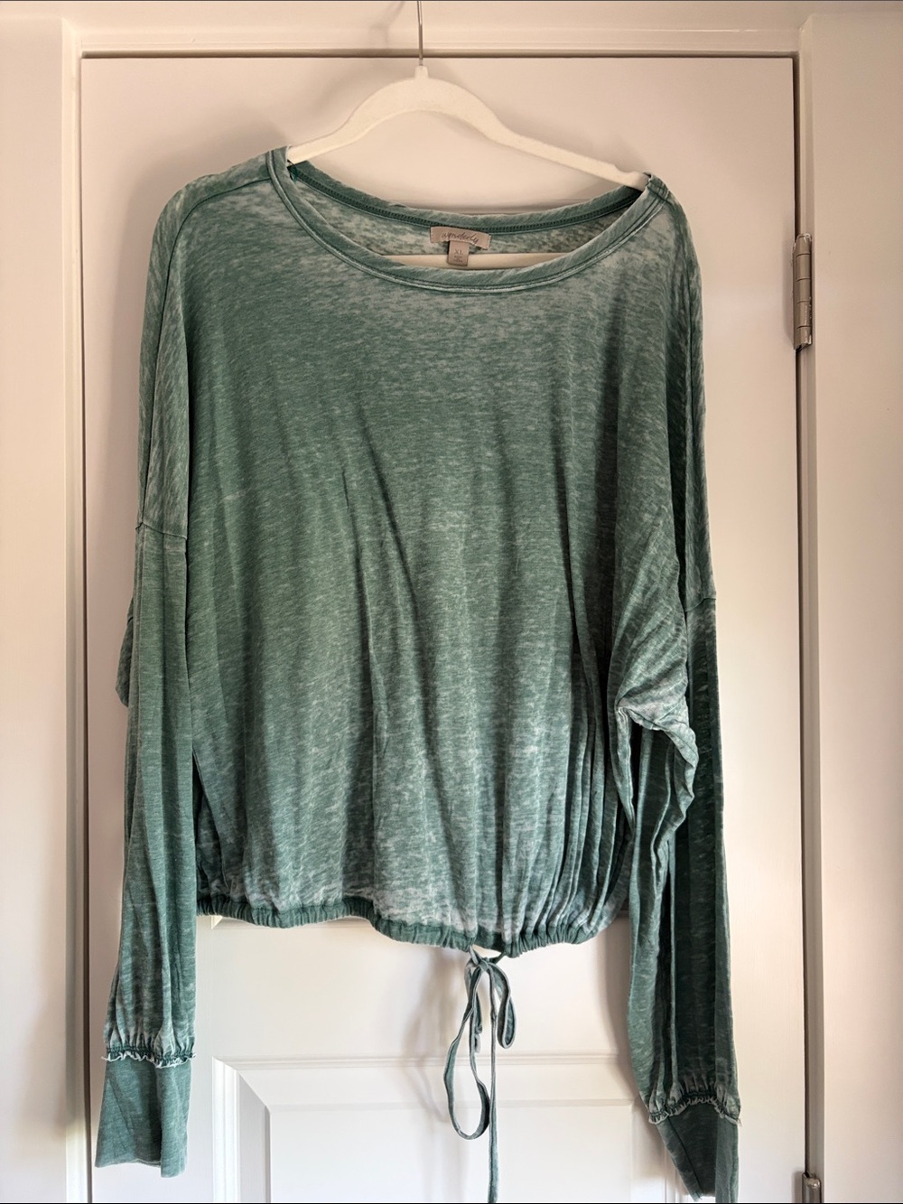 💙 Wonderly Washed Seafoam Tie-Hem Long Sleeve t-shirt